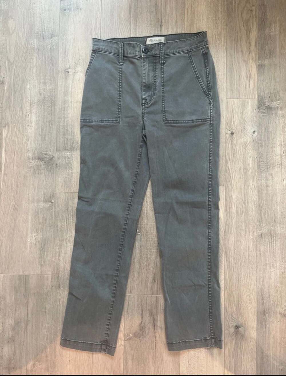 Madewell The Slim Straight Utility Pant in Dark Grey